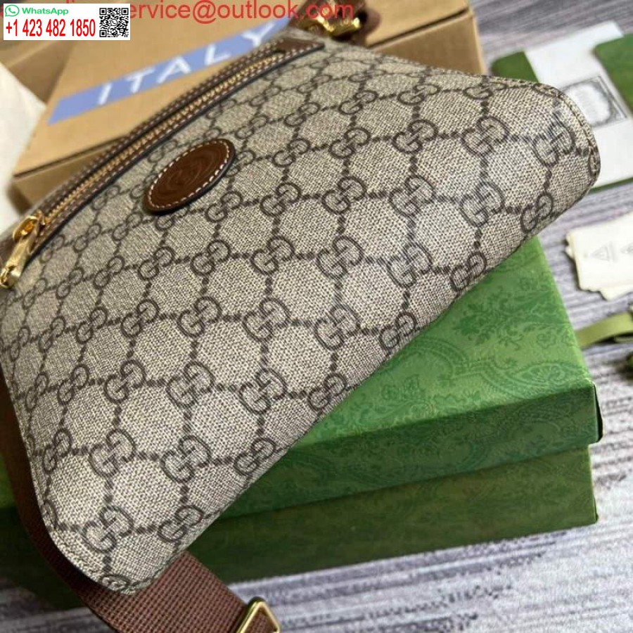 Replika Gucci 681021 Gg Najwyższa Torba Kurierska Brązowa