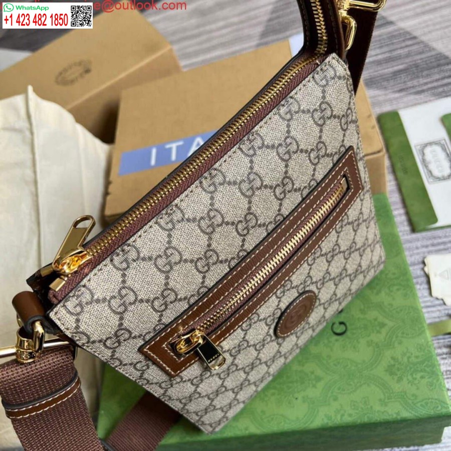 Replika Gucci 681021 Gg Najwyższa Torba Kurierska Brązowa