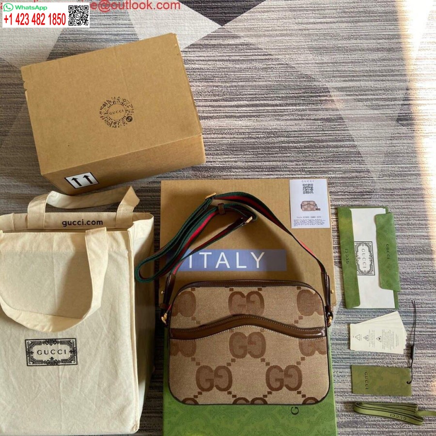 Replica Gucci 675891 Borsa Messenger Con Jumbo Gg Marrone