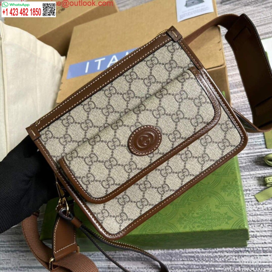 Replica Gucci 674164 Lähettilaukku Lukittavalla G Ruskealla