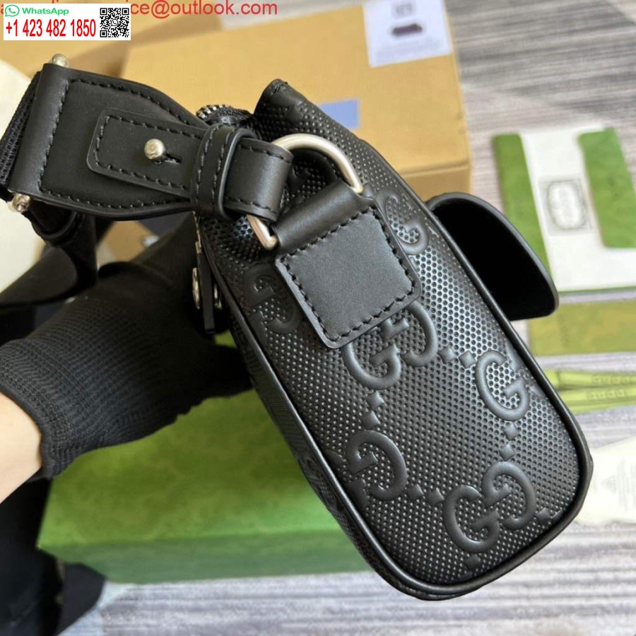 Replica Gucci 674058 Gg Embossed Messenger Bag Black