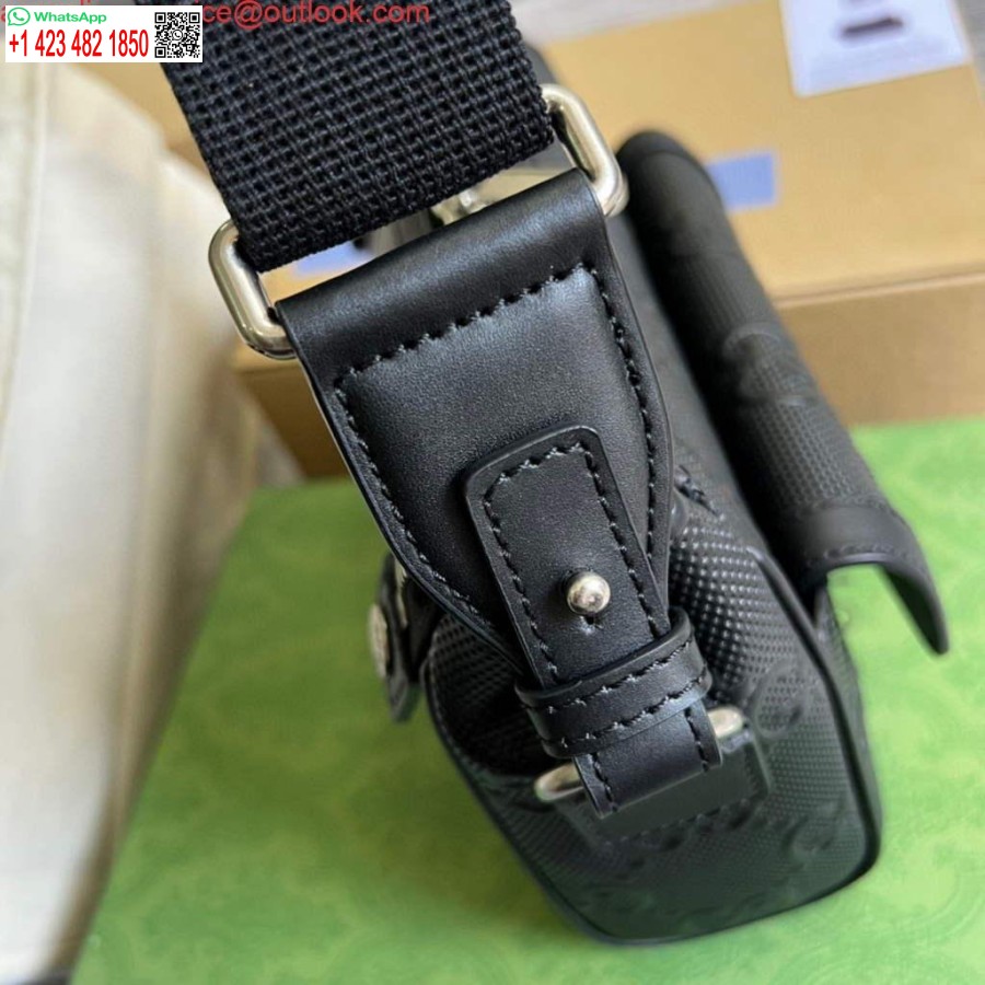 Replica Gucci 674058 Gg Embossed Messenger Bag Black