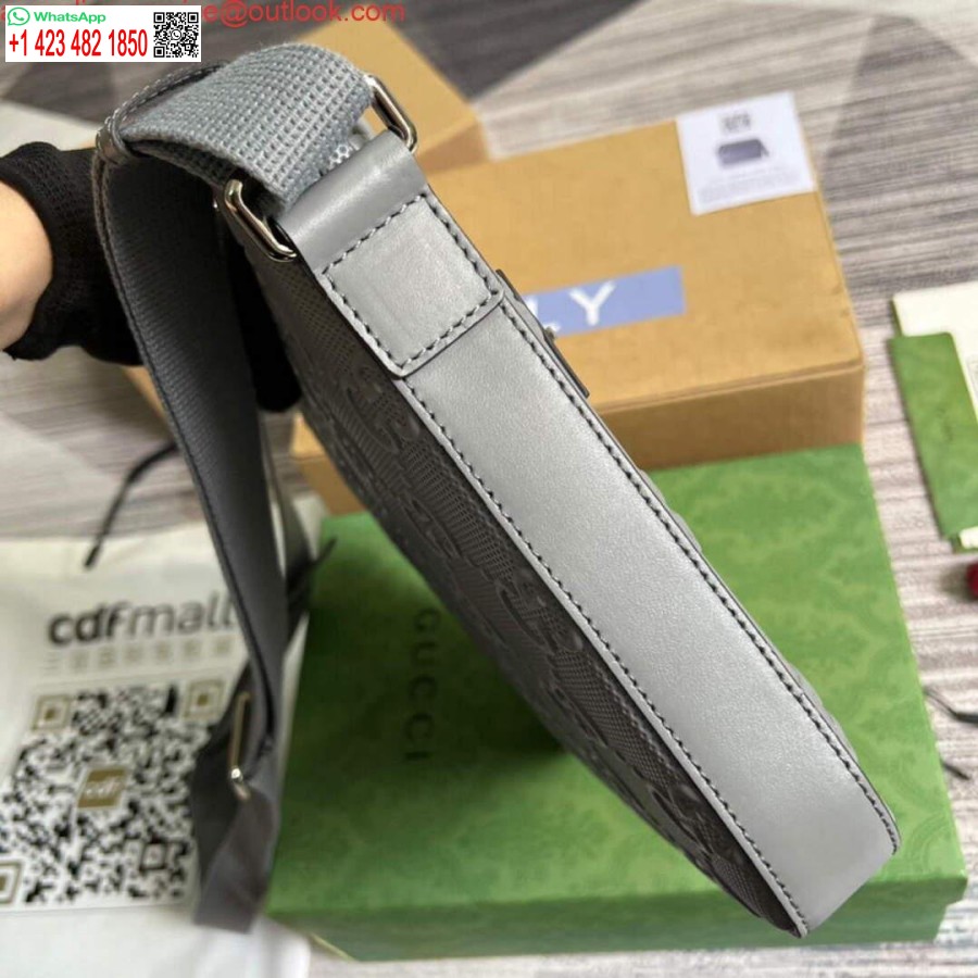 Replica Gucci 406410 Gg Kohokuvioitu Pieni Messenger Bag Harmaa