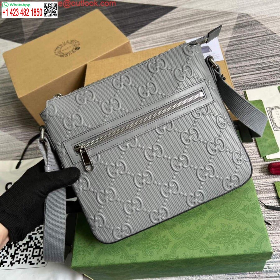 Replica Gucci 406410 Gg Kohokuvioitu Pieni Messenger Bag Harmaa