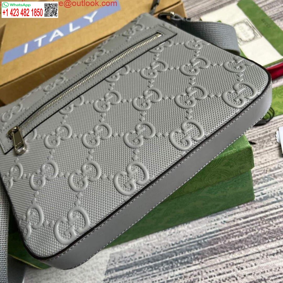 Replica Gucci 406410 Gg Kohokuvioitu Pieni Messenger Bag Harmaa