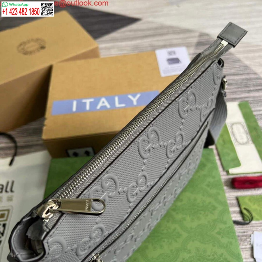 Replica Gucci 406410 Gg Kohokuvioitu Pieni Messenger Bag Harmaa
