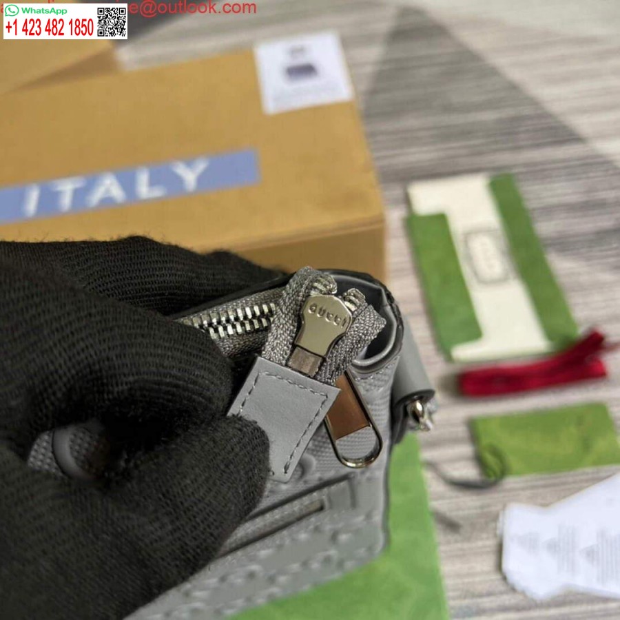 Replica Gucci 406410 Gg Kohokuvioitu Pieni Messenger Bag Harmaa