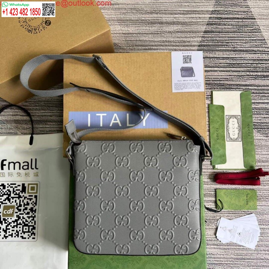 Replica Gucci 406410 Borsa A Tracolla Piccola In Rilievo Gg Grigia