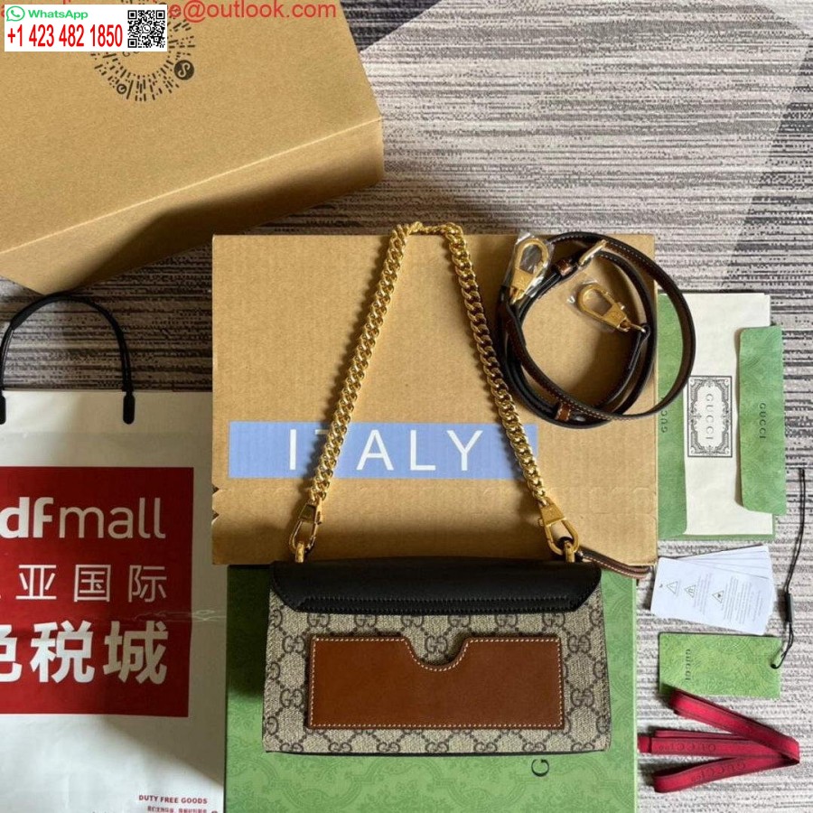 Réplica Gucci 735103 Mini Bolsa De Ombro Com Cadeado Preta