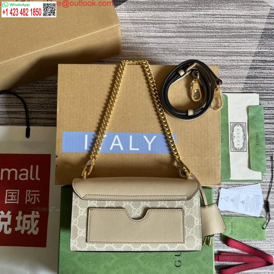 Réplica Gucci 735103 Mini Bolsa De Ombro Com Cadeado Bege