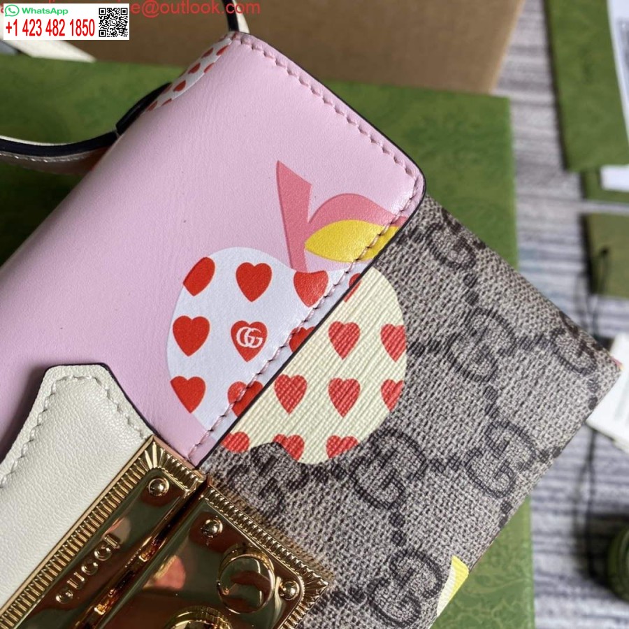 Réplique Gucci 652683 Mini Sac Cadenas Rose Et Blanc