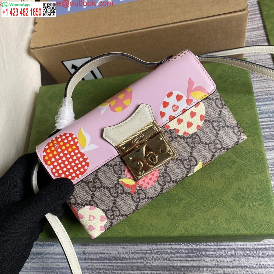 Réplique Gucci 652683 Mini Sac Cadenas Rose Et Blanc