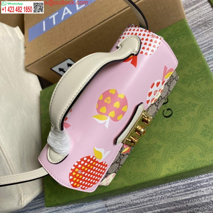 Réplique Gucci 652683 Mini Sac Cadenas Rose Et Blanc