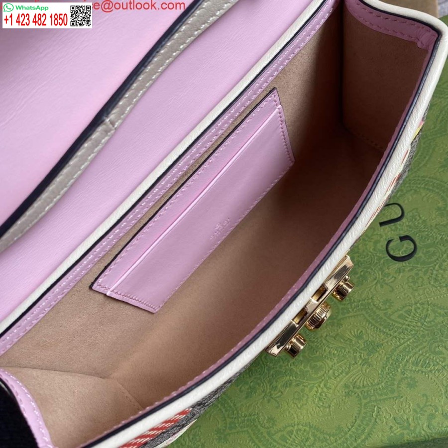 Réplique Gucci 652683 Mini Sac Cadenas Rose Et Blanc