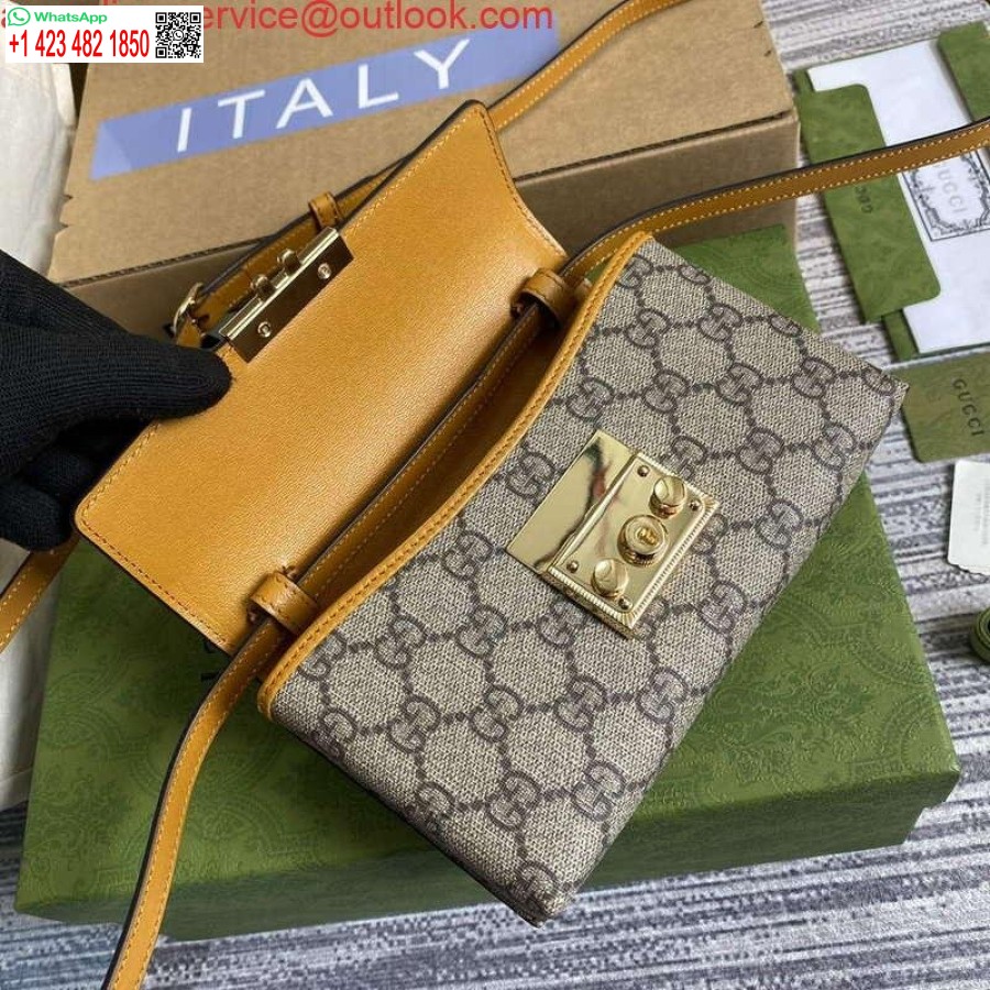 Replica Gucci 652683 Padlock Mini Bag Ivory and burnt orange
