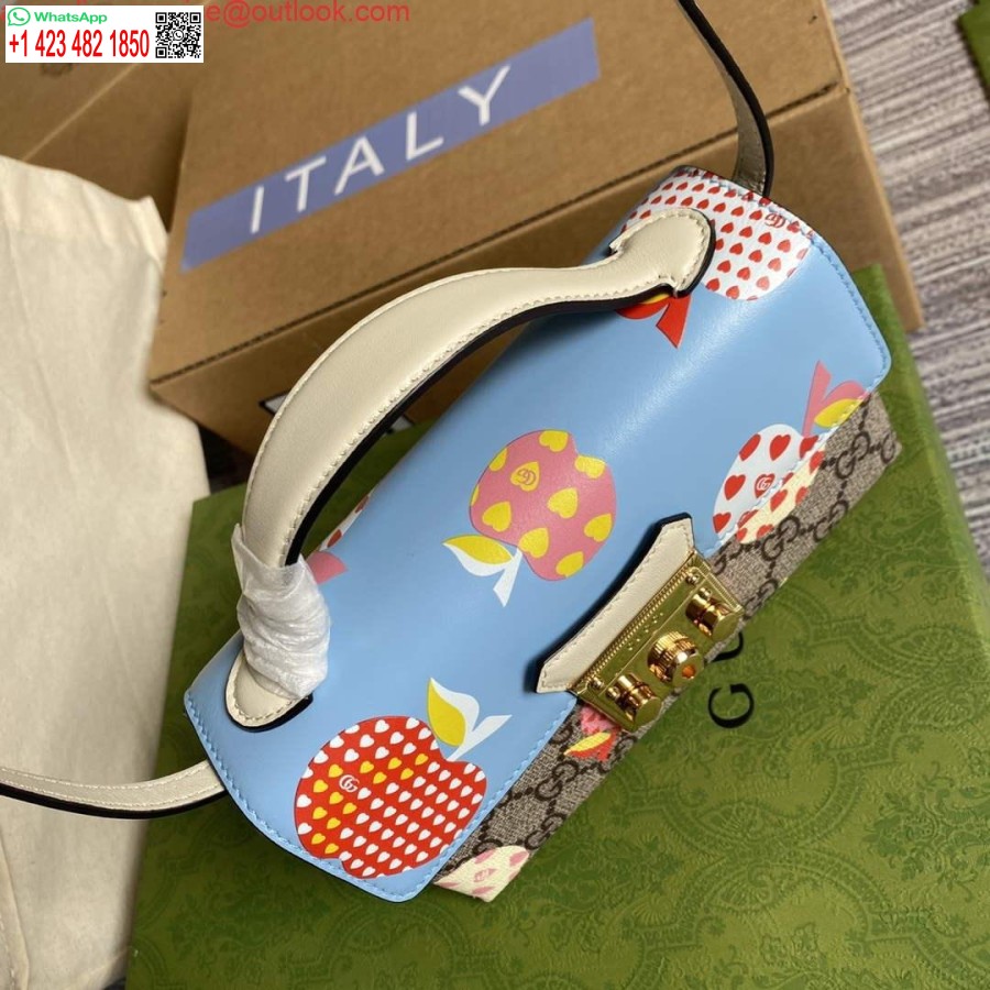 Réplique Gucci 652683 Mini Sac Cadenas Bleu Et Blanc