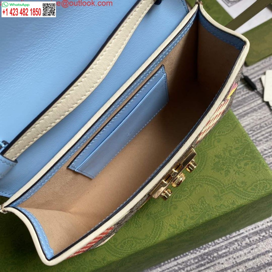Réplique Gucci 652683 Mini Sac Cadenas Bleu Et Blanc