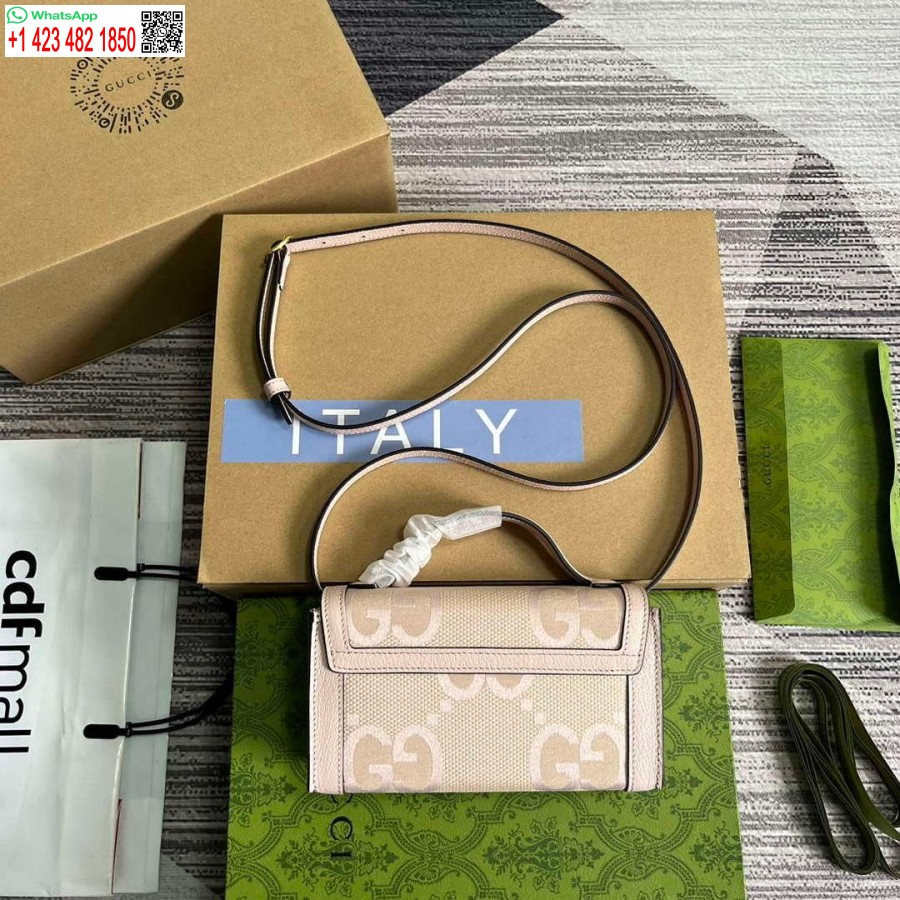 Реплика мини-сумки Gucci 652683 с замком Jumbo Gg светло-розового цвета