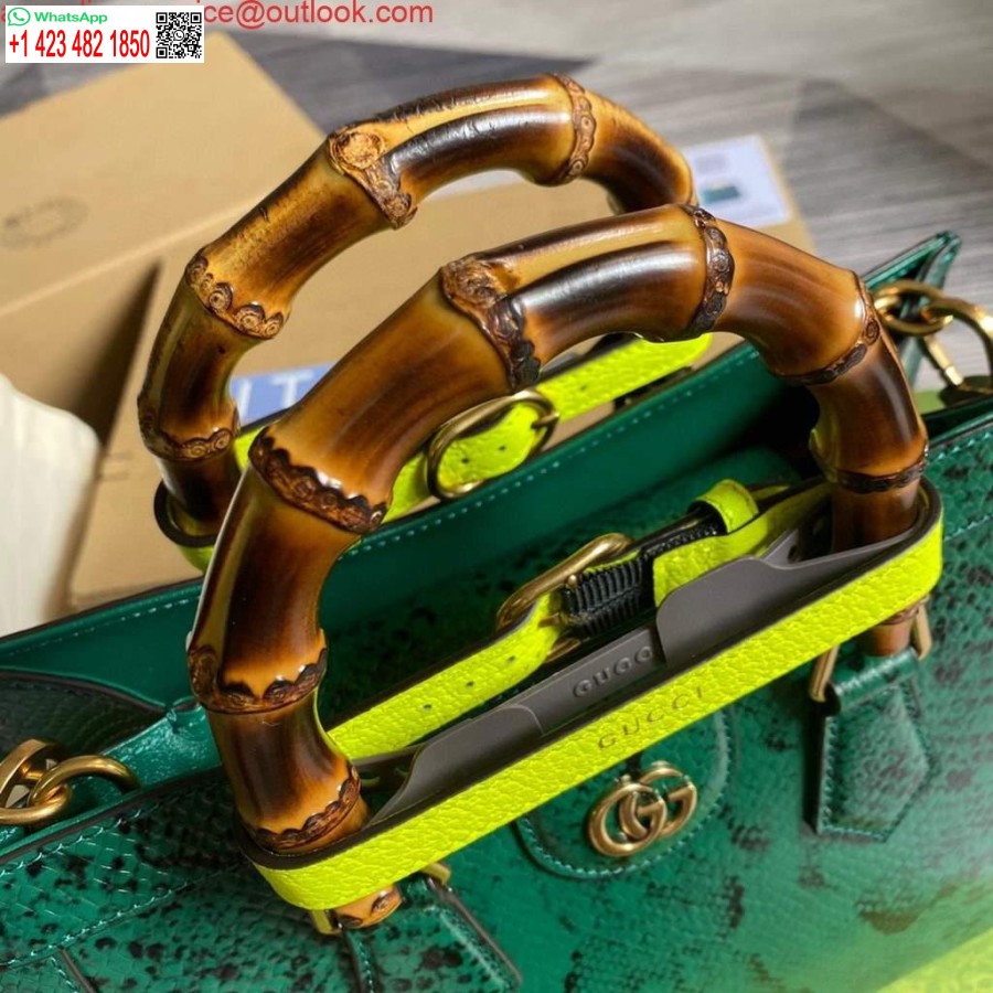 Replika Majhne Torbice Gucci Diana Torbica S Kačjim Zgornjim Ročajem 660195 Zelena
