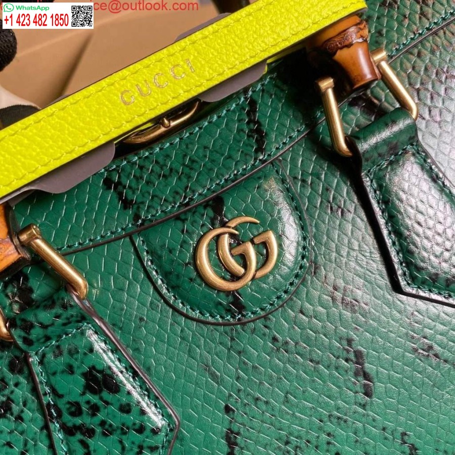 Replika Majhne Torbice Gucci Diana Torbica S Kačjim Zgornjim Ročajem 660195 Zelena