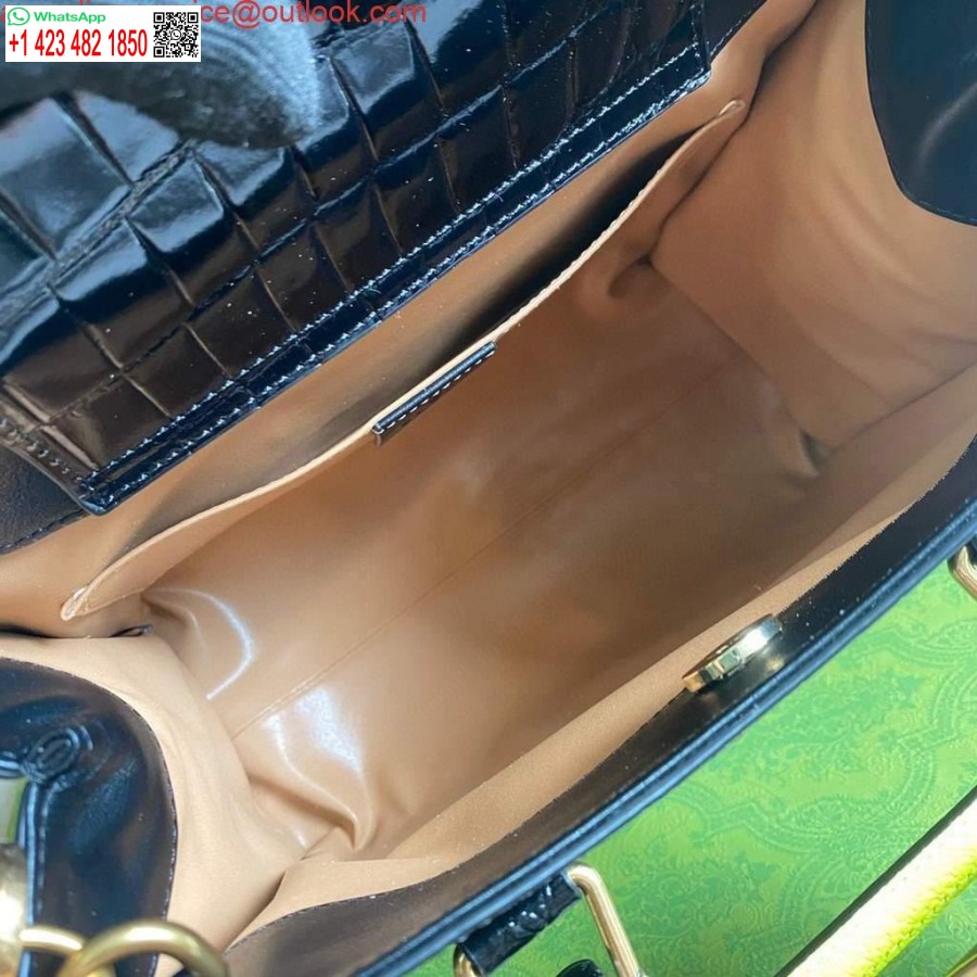 Réplique Gucci Diana Petit Sac Fourre-tout Sac à Poignée Supérieure En Crocodile 660195 Noir