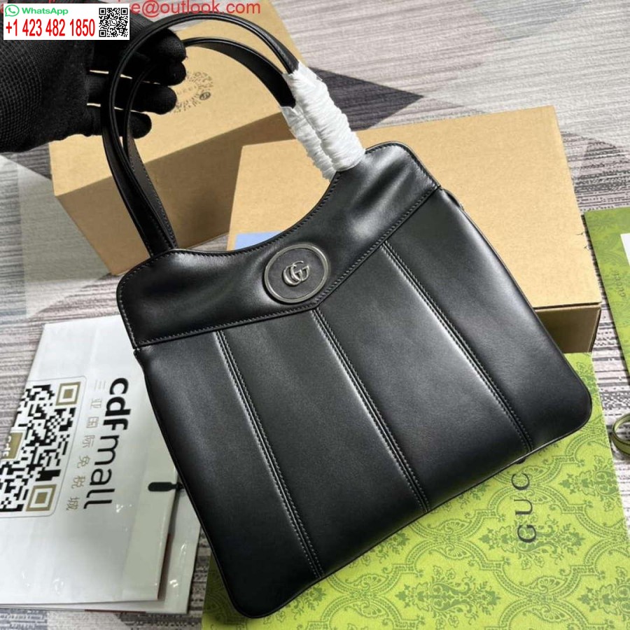 Replica Gucci 745918 Petite Gg Geantă Tote Mică Neagră