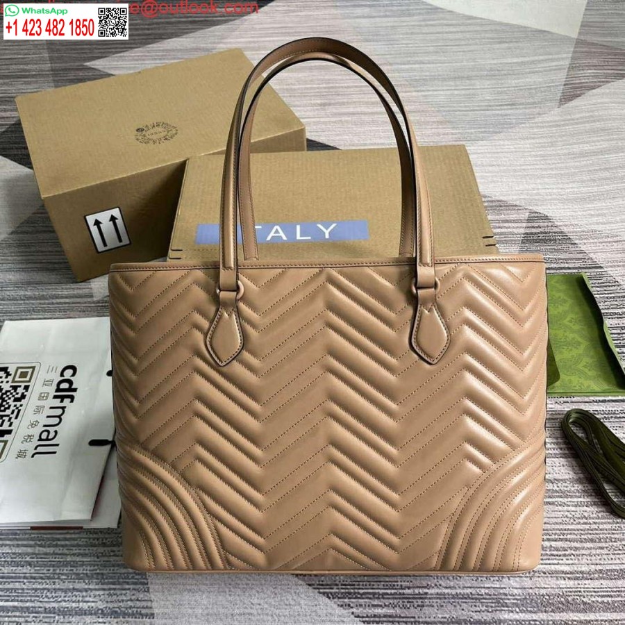 Replika Gucci 739684 Gg Marmont Duża Torba Na Ramię W Kolorze Różowo-beżowym