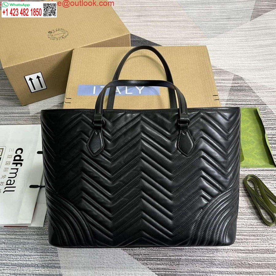 Replika Gucci 739684 Gg Marmont Duża Torba Na Ramię W Kolorze Czarnym