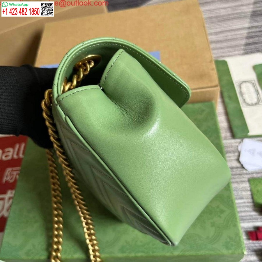 Replika Gucci 739682 Gg Marmont Matelassé Mini Torbica Svetlo Zelena