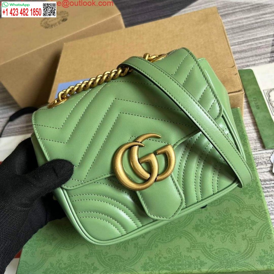 Replika Gucci 739682 Gg Marmont Matelassé Mini Torbica Svetlo Zelena