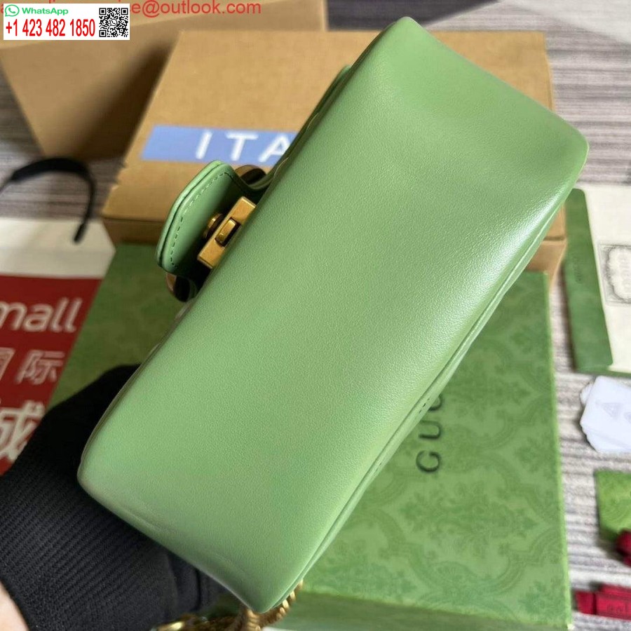 Replika Gucci 739682 Gg Marmont Matelassé Mini Torbica Svetlo Zelena