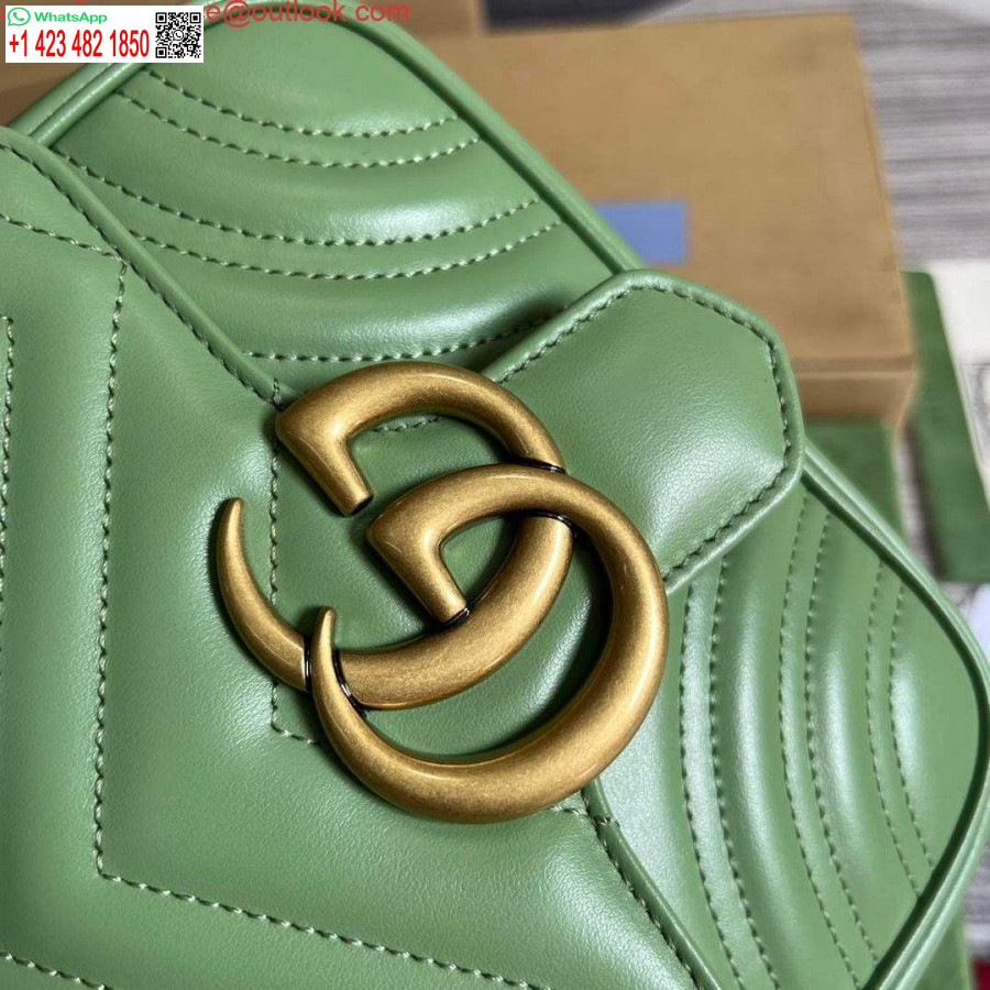Replika Gucci 739682 Gg Marmont Matelassé Mini Torbica Svetlo Zelena