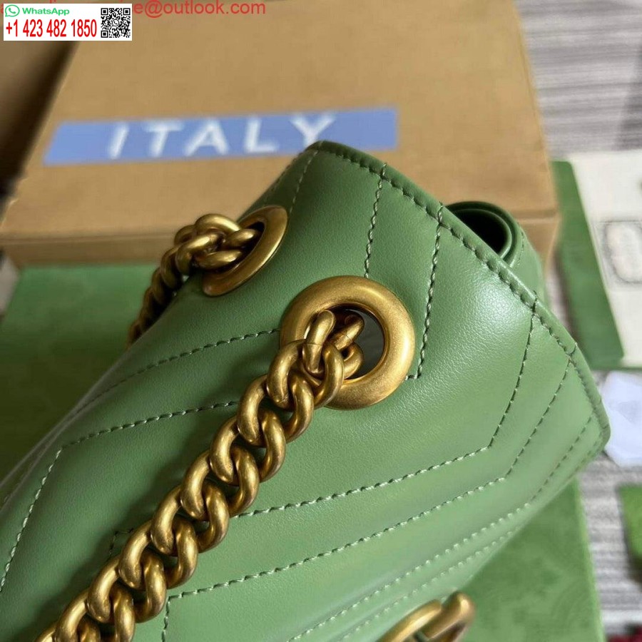 Replika Gucci 739682 Gg Marmont Matelassé Mini Torbica Svetlo Zelena