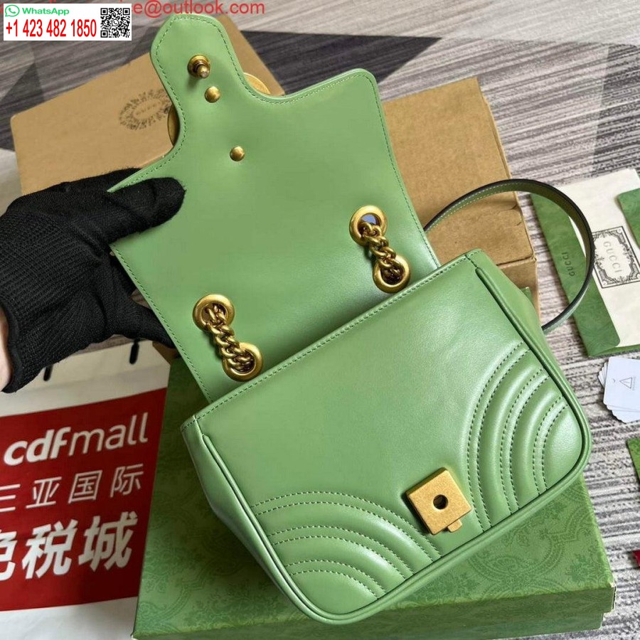 Replika Gucci 739682 Gg Marmont Matelassé Mini Torbica Svetlo Zelena