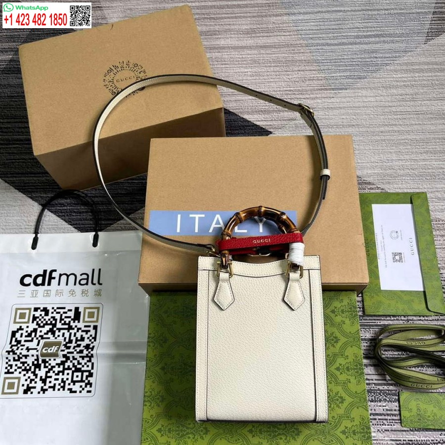 Replika Gucci 739079 Diana Mini Torba Na Ramię Z Białej Skóry