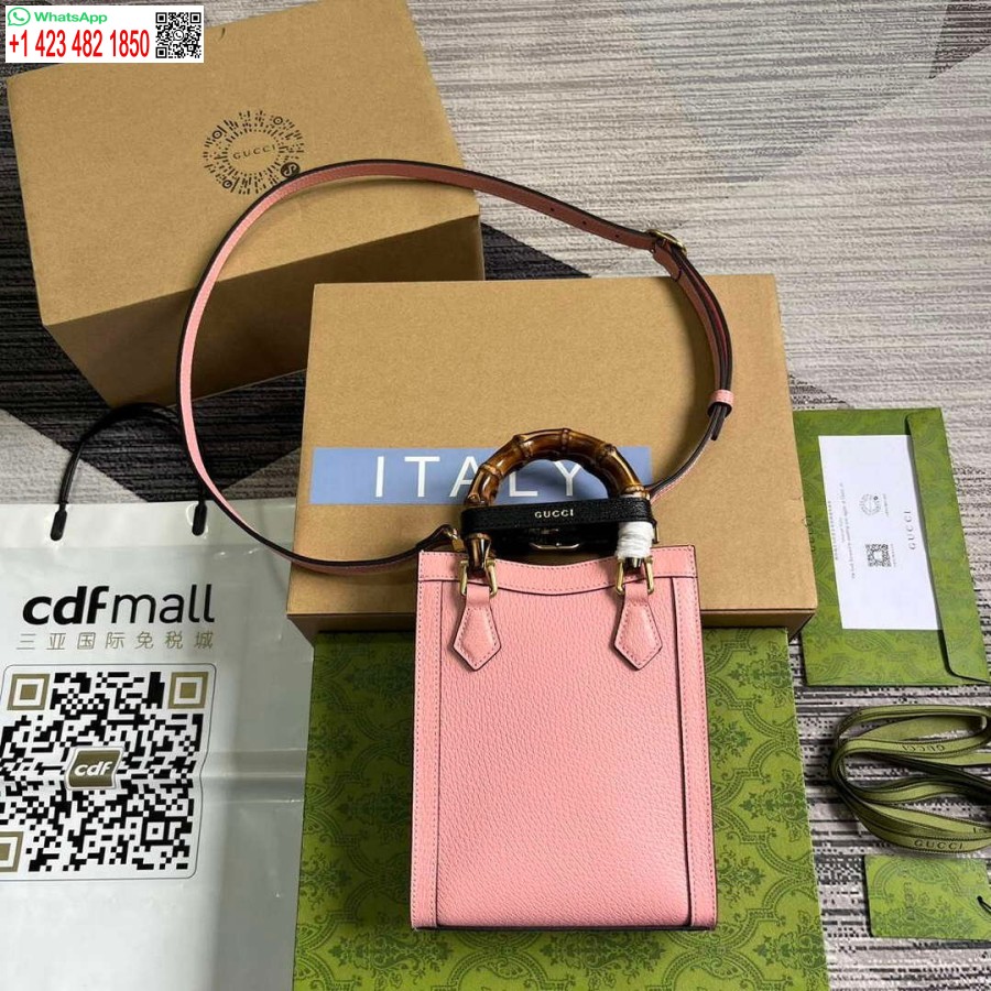Replika Gucci 739079 Diana Mini Torba Na Ramię Różowa Skóra