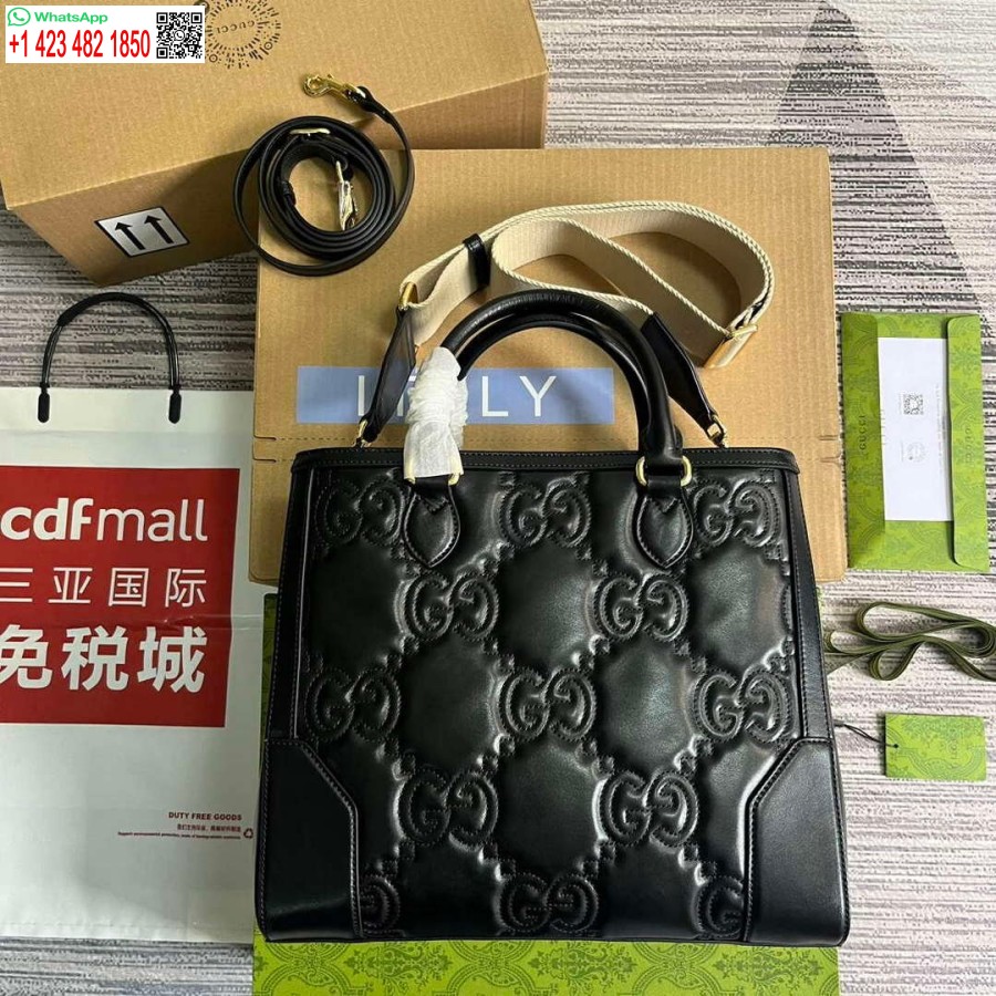 Replika Gucci 728236 Gg Matelassé Czarna Torba