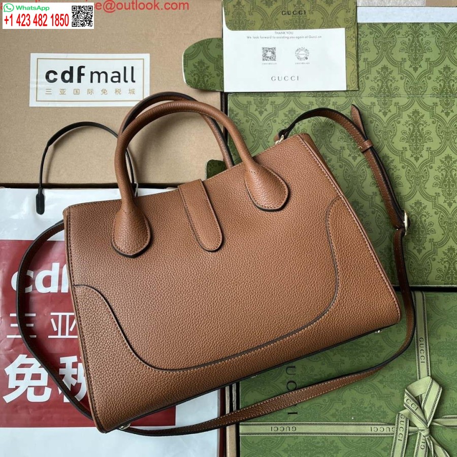 Replica Gucci 727810 Jackie 1961 Piccola Borsa A Grana Naturale In Pelle Marrone