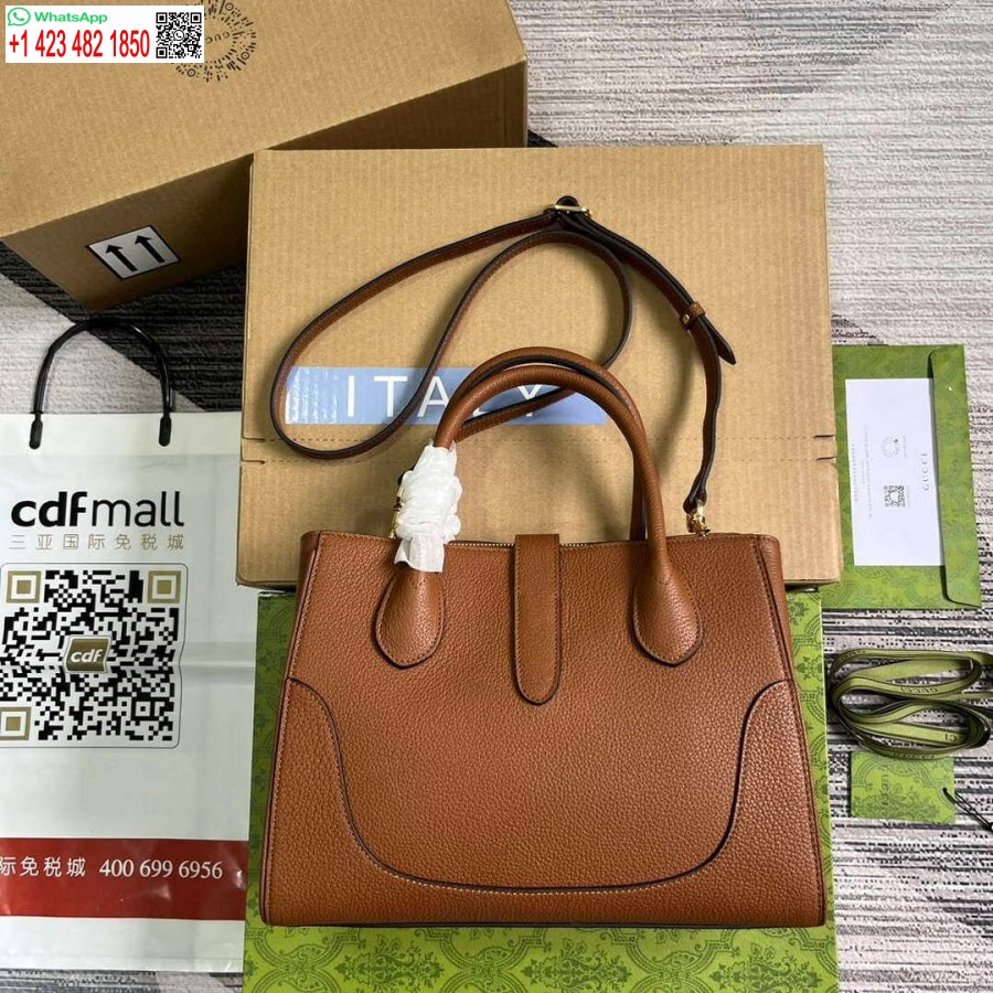 Replika Gucci 727810 Jackie 1961 Mała Torebka Z Naturalnego Ziarna W Kolorze Brązowym