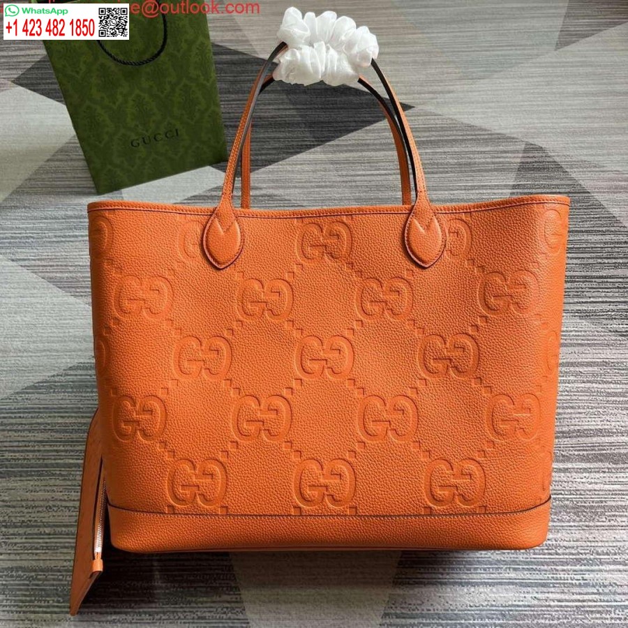 Replika Gucci 726755 Jumbo Gg Duża Torba Materiałowa Pomarańczowa
