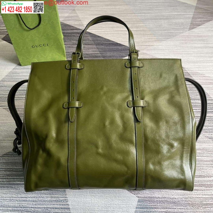 Replica Gucci 725683 Borsa Tote Grande Con Doppia G Tonale Verde Foresta