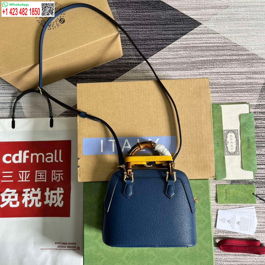 Replica Gucci 715775 Gucci Diana Mini Tote Bag In Pelle Blu Reale