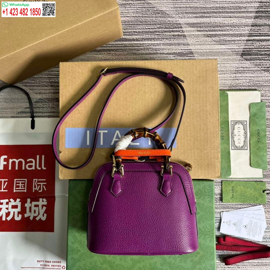 Replika Gucci 715775 Gucci Diana Mini Torba Na Ramię Fioletowa Skóra