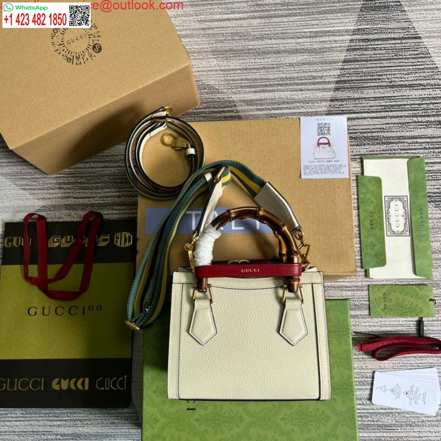 Replika Gucci 702732 Gucci Diana Mini Torba Na Ramię Z Białej Skóry