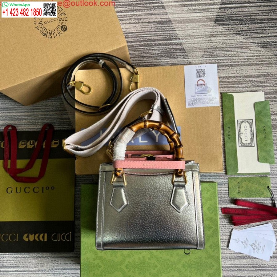 Replika Gucci 702732 Mini Torba Na Ramię Gucci Diana Srebrna