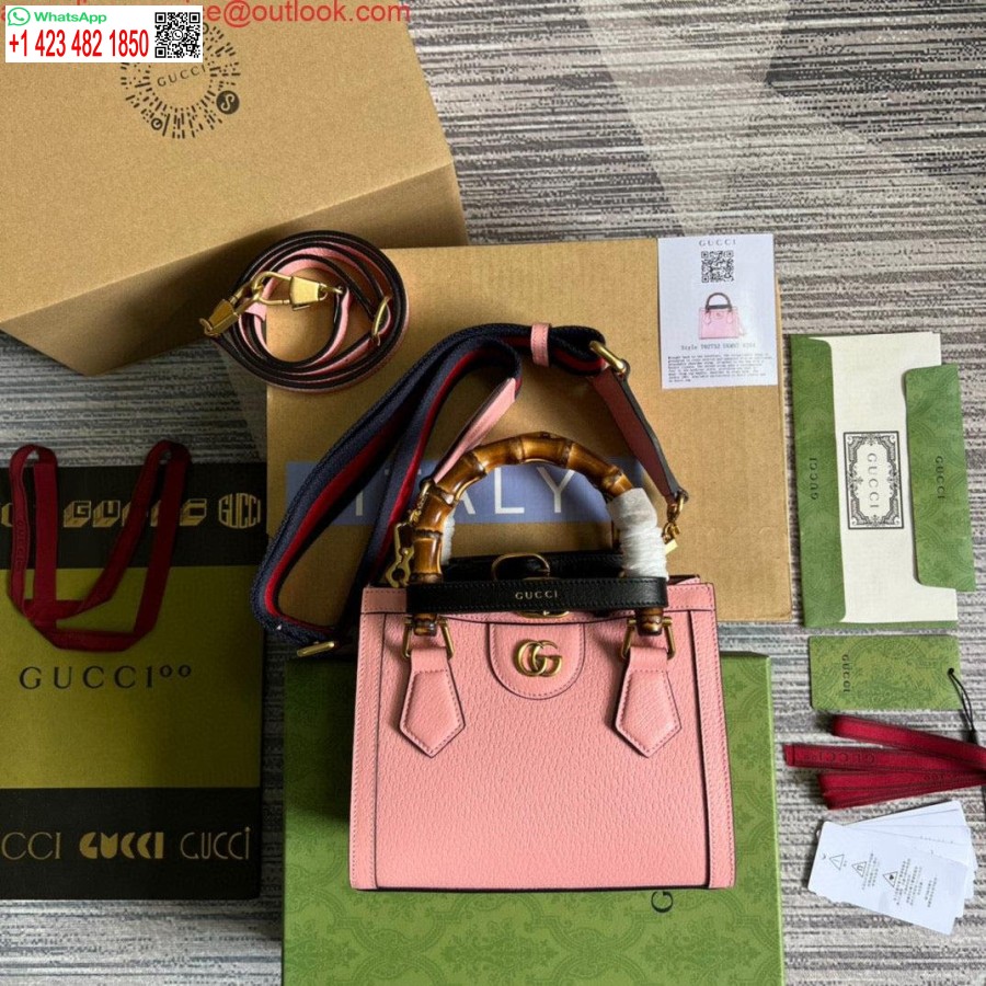Replika Gucci 702732 Gucci Diana Mini Torba Na Ramię Różowa Skóra