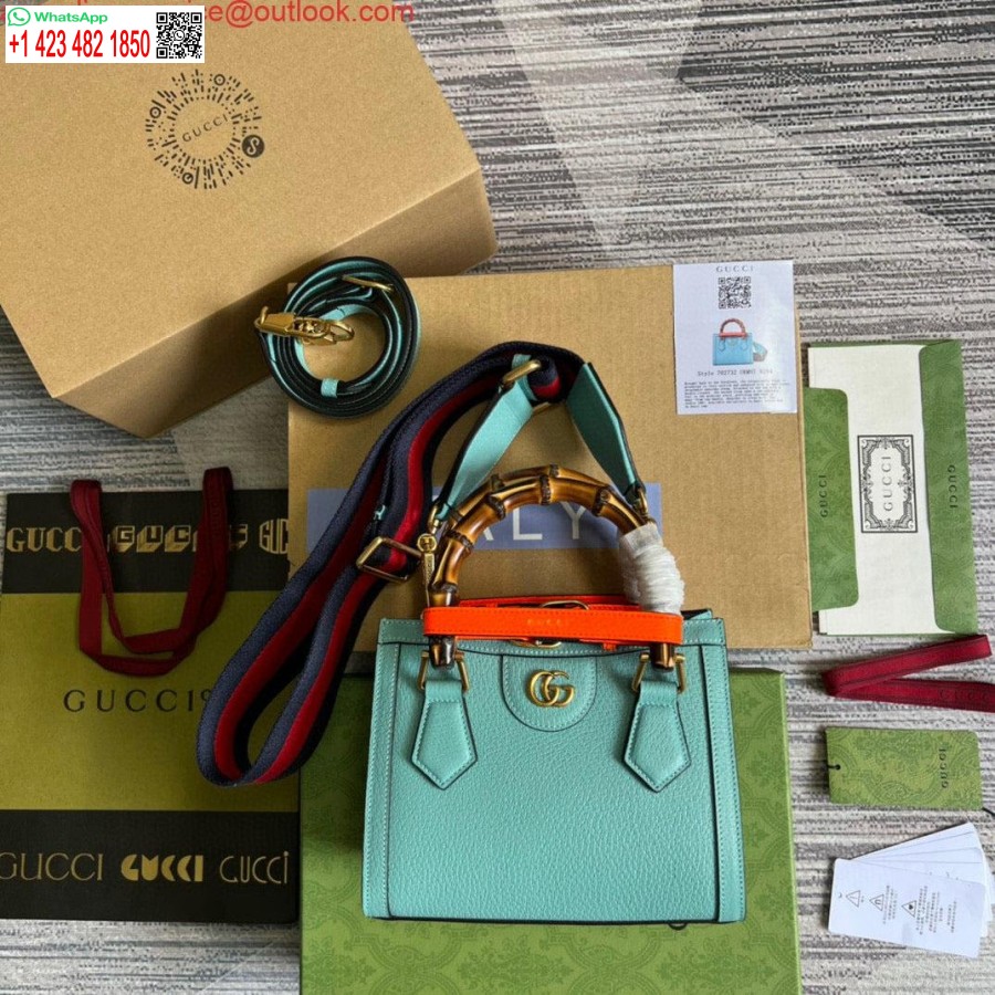 Replika Gucci 702732 Gucci Diana Mini Torba Na Ramię Jasnoniebieska Skóra