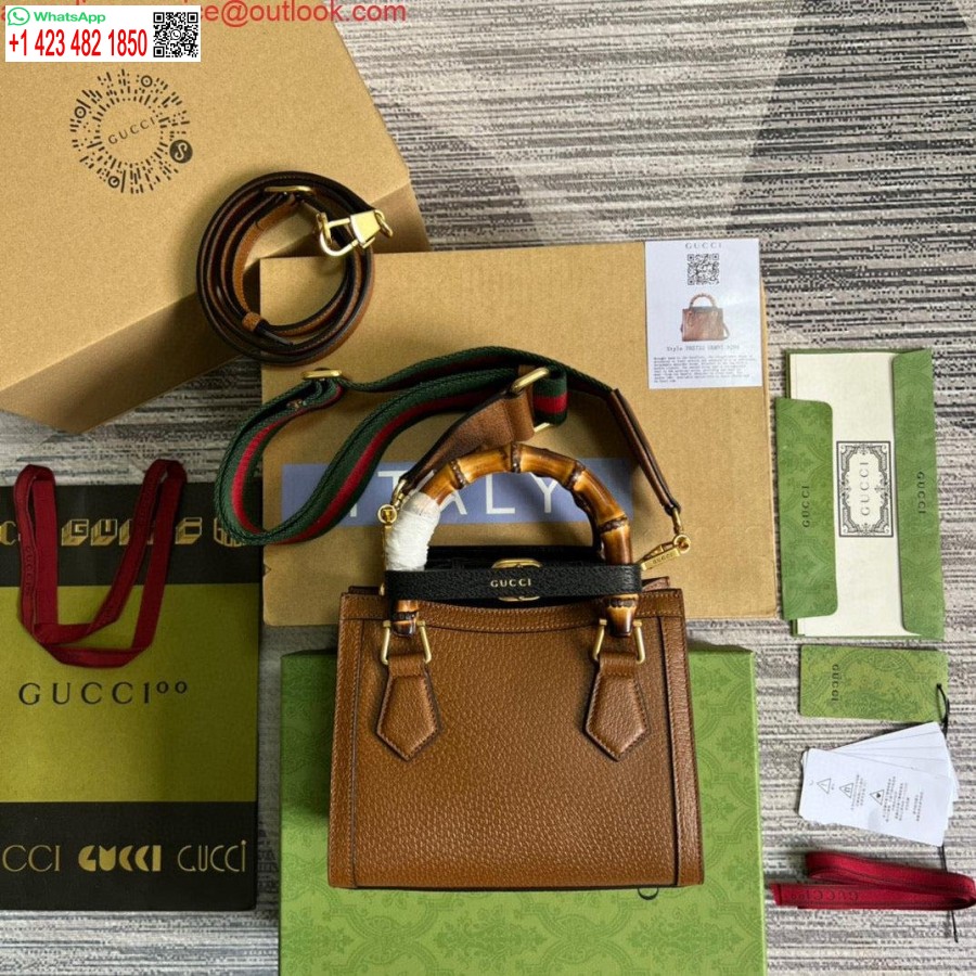 Replika Gucci 702732 Gucci Diana Mini Torba Na Ramię Z Brązowej Skóry