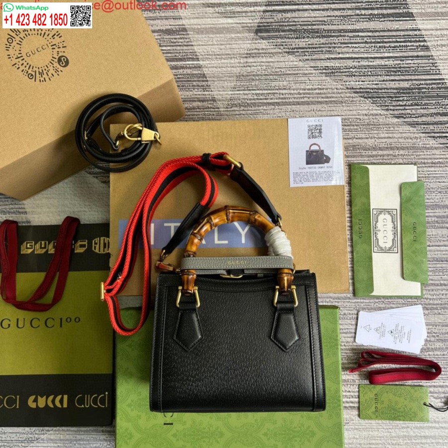 Replika Gucci 702732 Gucci Diana Mini Torba Na Ramię Z Czarnej Skóry