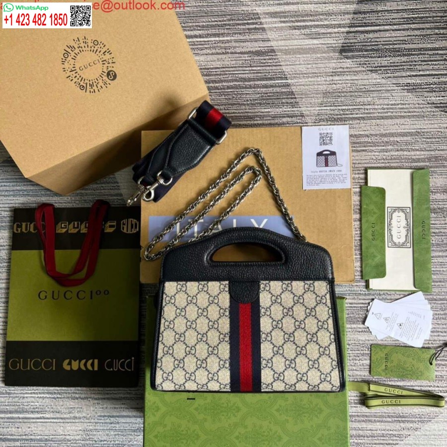 Replica Gucci 693724 Borsa Piccola Ophidia Con Nastro Web Nero